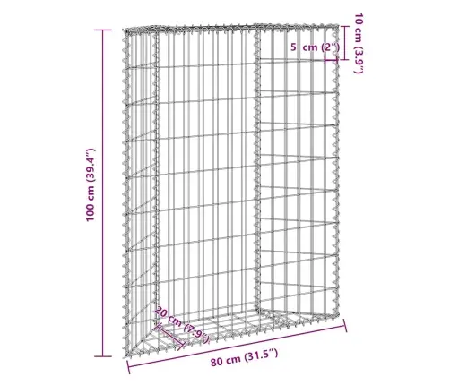 Gabiono Vazonas, 80X20X100cm Galvanizuotas Plienas, Aukštas