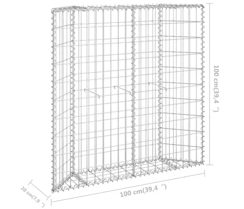 Gabions, Augstā Puķu Kaste, Cinkots Tērauds, 100X20X100 Cm Vidaxl