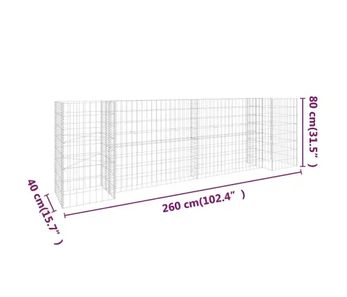 H-Formas Gabions, Tērauda Stieple, 260X40X80 Cm Vidaxl
