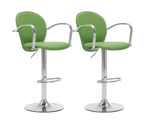 Baro Taburetės Su Porankiais, 2Vnt., Žalios, Dirbtinė Oda