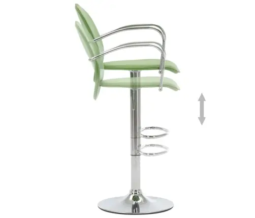 Baro Taburetės Su Porankiais, 2Vnt., Žalios, Dirbtinė Oda