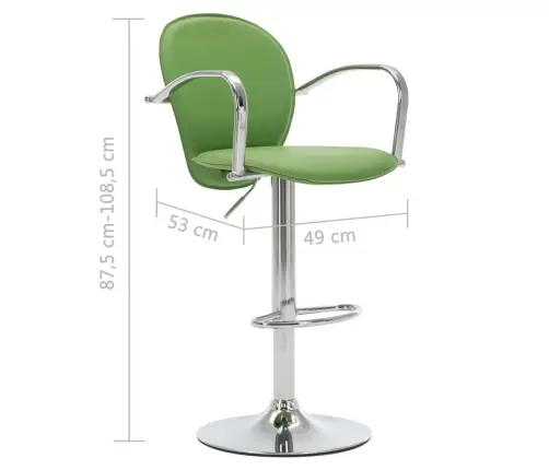 Baro Taburetės Su Porankiais, 2Vnt., Žalios, Dirbtinė Oda