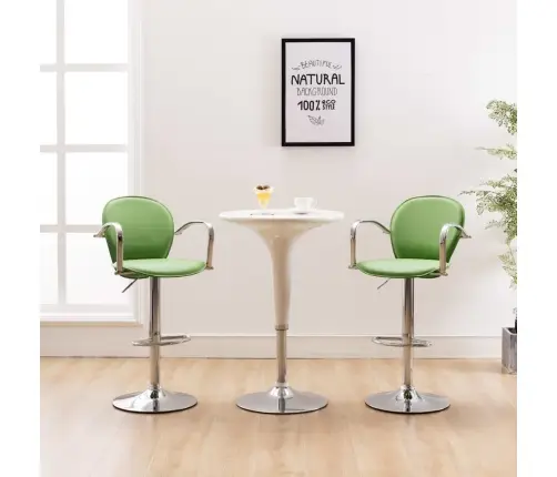 Baro Taburetės Su Porankiais, 2Vnt., Žalios, Dirbtinė Oda
