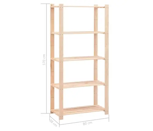 5-Korruseline Hoiuriiul 80 X 38 X 170 Cm Männipuit 250 Kg