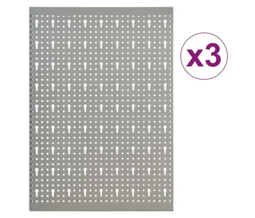 Perforēti Sienas Paneļi Ar Āķiem, 3 Gab., 40X58 Cm, Tērauds Vidaxl