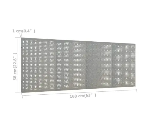 Perforēti Sienas Paneļi Ar Āķiem, 4 Gab., 40X58 Cm, Tērauds Vidaxl