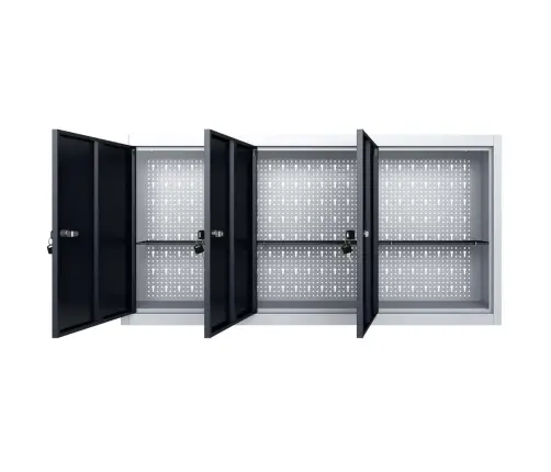 Sienas Instrumentu Skapis, Industriāls, Melns Un Pelēks Metāls Vidaxl