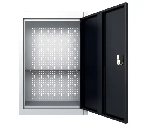 Sienas Instrumentu Skapis, Industriāls, Melns Un Pelēks Metāls Vidaxl