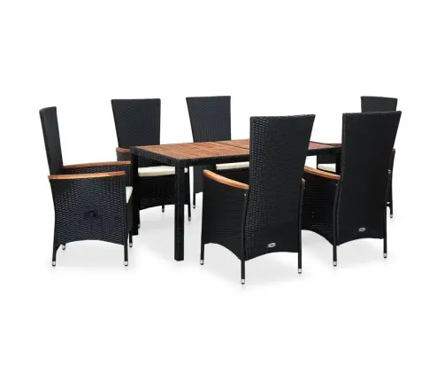 7-Daļīgs Dārza Mēbeļu Komplekts, Pe Rotangpalma, Akācijas Koks Vidaxl