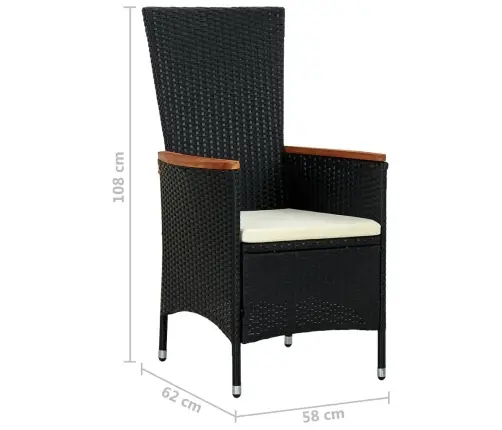 7-Daļīgs Dārza Mēbeļu Komplekts, Pe Rotangpalma, Akācijas Koks Vidaxl