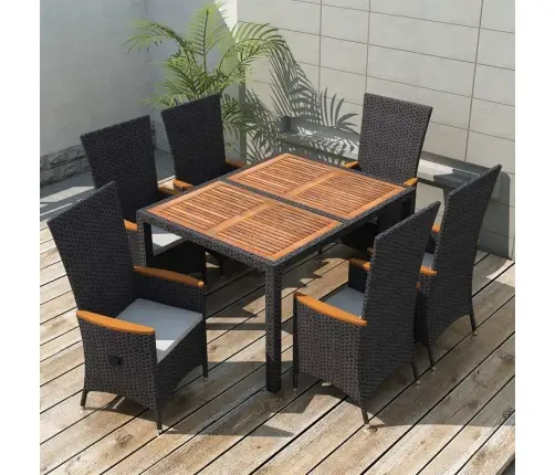 7-Daļīgs Dārza Mēbeļu Komplekts, Pe Rotangpalma, Akācijas Koks Vidaxl