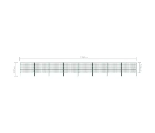 Aiapaneel Postidega, Raud, 1385 X 120 cm Roheline