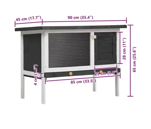 Āra Trušu Būris, 1 Durvis, Pelēks Koks Vidaxl