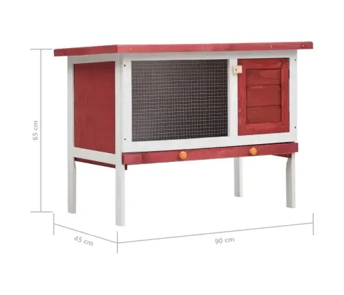 Õues Kasutamiseks Mõeldud Küülikupuur, 1 Kiht, Punane, Puit