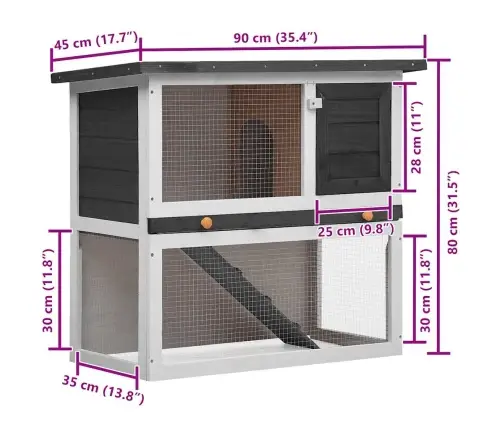 Āra Trušu Būris, 1 Durvis, Pelēks Koks Vidaxl
