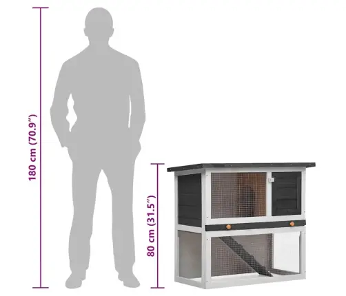 Āra Trušu Būris, 1 Durvis, Pelēks Koks Vidaxl