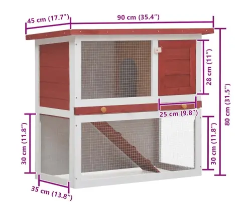 Āra Trušu Būris, 1 Durvis, Sarkans Koks Vidaxl