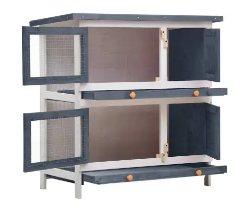 Āra Trušu Būris, 4 Durvis, Pelēks Koks Vidaxl