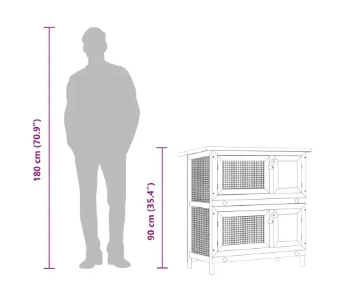 Āra Trušu Būris, 4 Durvis, Pelēks Koks Vidaxl