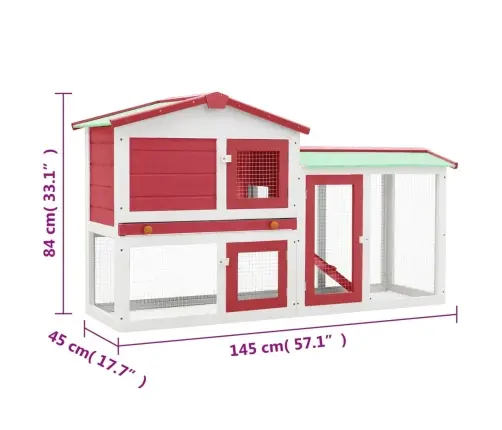 Trušu Būris, Sarkans Un Balts, 145X45X84 Cm, Koks Vidaxl