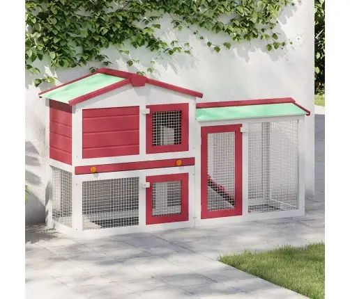 Trušu Būris, Sarkans Un Balts, 145X45X84 Cm, Koks Vidaxl