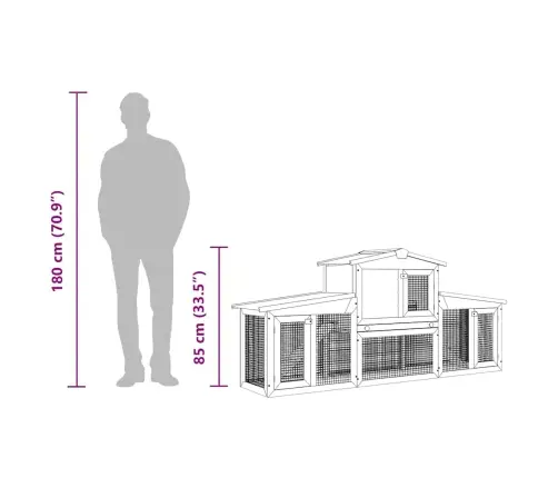 Trušu Būris, Pelēks Un Balts, 201X45X85 Cm, Koks Vidaxl