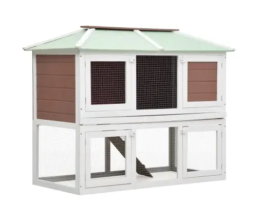 Dzīvnieku Būris Ar Dubulto Grīdu, Brūns Koks Vidaxl