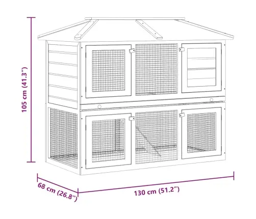 Dzīvnieku Būris Ar Dubulto Grīdu, Brūns Koks Vidaxl