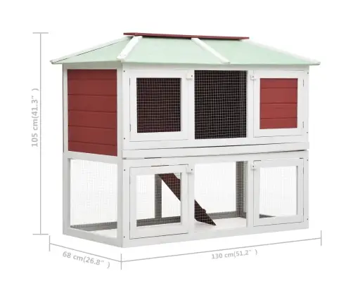 Dzīvnieku, Trušu Būris Ar Dubulto Grīdu, Sarkans Koks Vidaxl