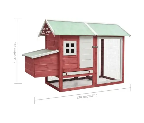 Kanakuut Punane 170 X 81 X 110 Cm Männi- Ja Kuusepuidust