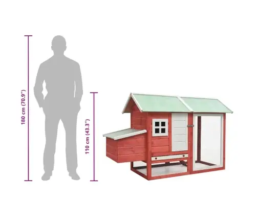 Kanakuut Punane 170 X 81 X 110 Cm Männi- Ja Kuusepuidust