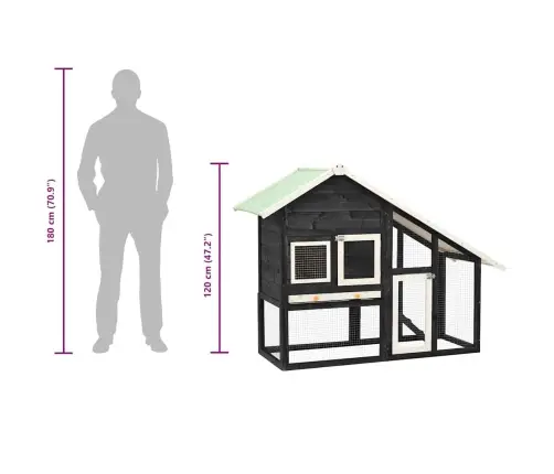 Trušu Būris, 140X63X120 Cm, Egles Masīvkoks, Pelēks Ar Baltu Vidaxl