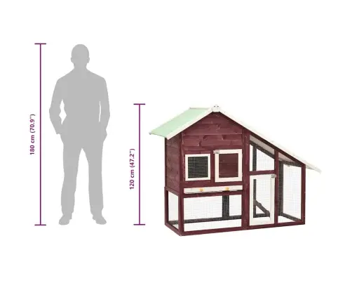 Trušu Būris, 140X63X120 Cm, Egles Masīvkoks, Brūns Ar Baltu Vidaxl