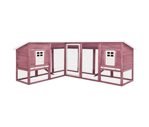 Āra Trušu Mājiņa Ar Nožogojumu, Brūna, Balta, Egles Masīvkoks Vidaxl