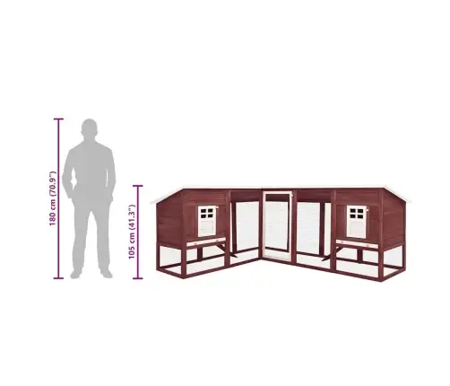 Āra Trušu Mājiņa Ar Nožogojumu, Brūna, Balta, Egles Masīvkoks Vidaxl