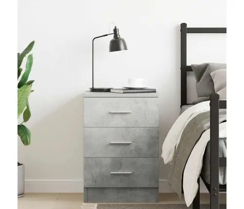 Naktsskapītis, Betona Pelēks, 38X35X56 Cm, Inženierijas Koks Vidaxl
