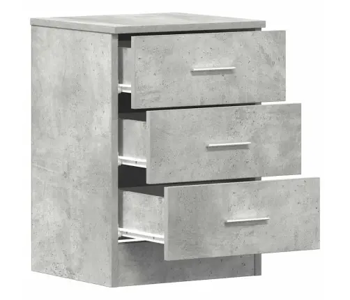 Naktsskapītis, Betona Pelēks, 38X35X56 Cm, Inženierijas Koks Vidaxl