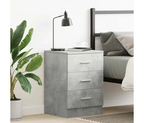 Naktsskapītis, Betona Pelēks, 38X35X56 Cm, Inženierijas Koks Vidaxl