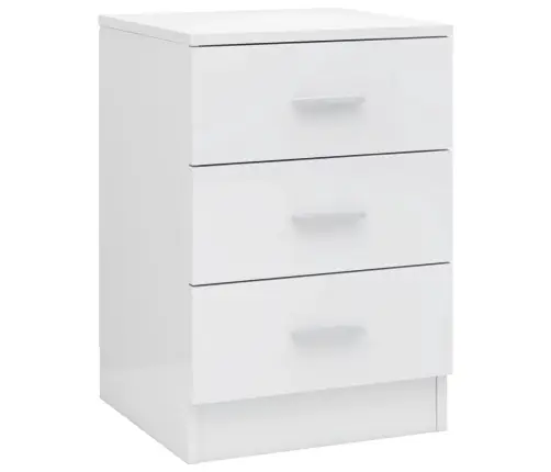 Naktsskapītis, Spīdīgi Balts, 38X35X56 Cm, Inženierijas Koks Vidaxl