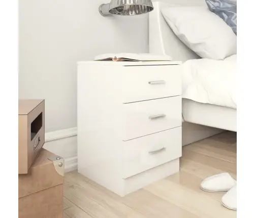 Naktsskapītis, Spīdīgi Balts, 38X35X56 Cm, Inženierijas Koks Vidaxl