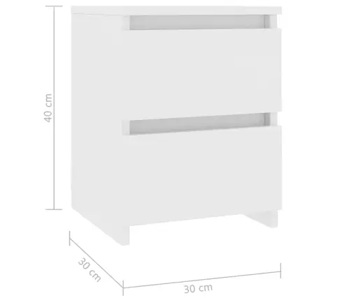 Naktinės Spintelės, 2Vnt., Baltos, 30X30X40cm Apdirbta Mediena