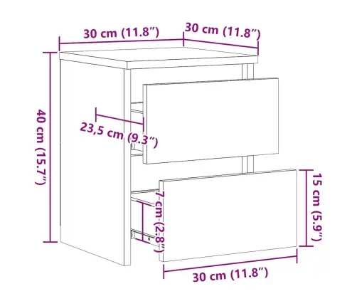 Naktsskapīši, 2 Gab., 30X30X40 Cm, Melni, Inženierijas Koks Vidaxl