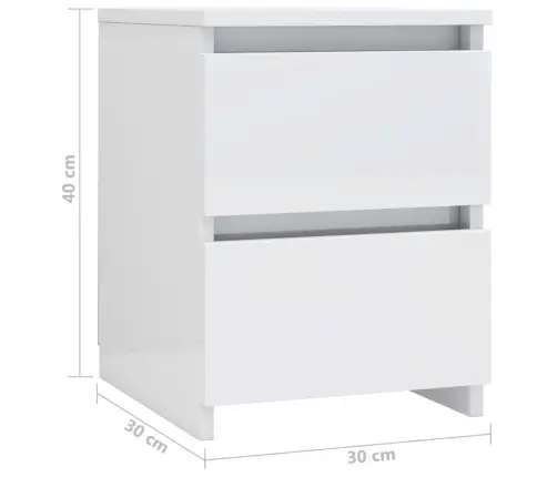 Naktinė Spintelė, Balta, 30X30X40cm Apdirbta Mediena, Blizgi