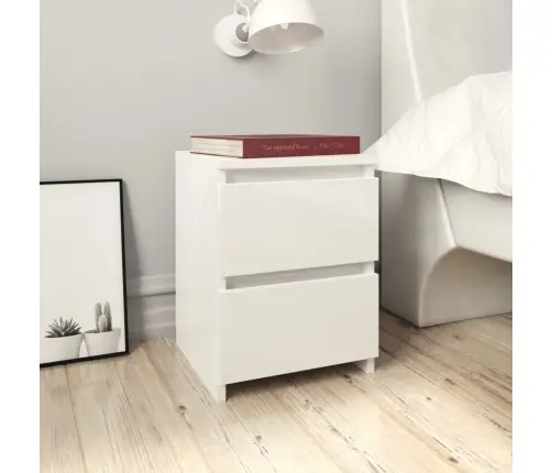Naktinė Spintelė, Balta, 30X30X40cm Apdirbta Mediena, Blizgi