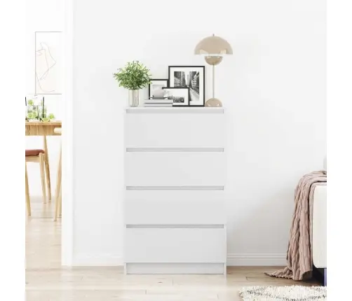 Kumode, Spīdīgi Balta, 60X35X98,5 Cm, Inženierijas Koks Vidaxl