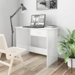 Kirjutuslaud, Kõrgläikega Valge 100 X 50 X 76 Cm Tehispuit