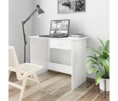 Rašomasis Stalas, Baltos Spalvos, 100X50X76cm Apdirbta Mediena