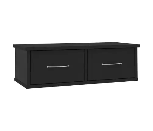 Sienas Atvilktņu Plaukts, Melns, 60X26X18,5Cm Inženierijas Koks Vidaxl