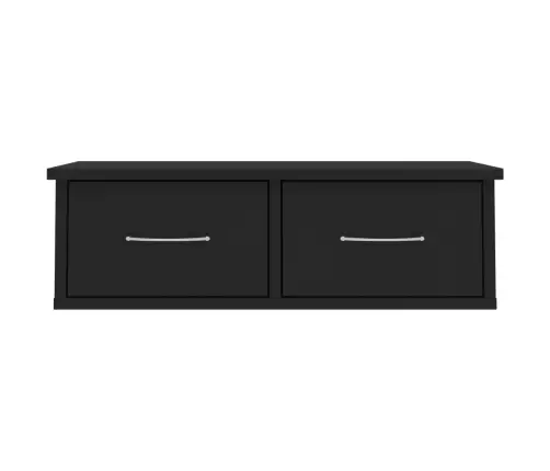 Sienas Atvilktņu Plaukts, Melns, 60X26X18,5Cm Inženierijas Koks Vidaxl