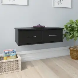 Sienas Atvilktņu Plaukts, Melns, 60X26X18,5Cm Inženierijas Koks Vidaxl